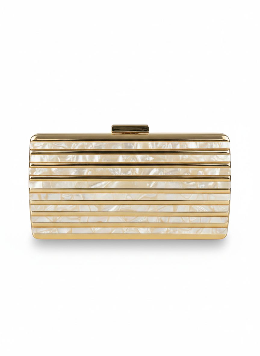 Clutch Modelo Listras Madrepérola - Off White