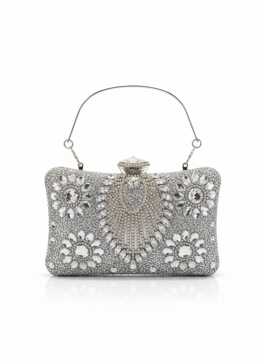 Clutch Modelo Pedrarias - Prata