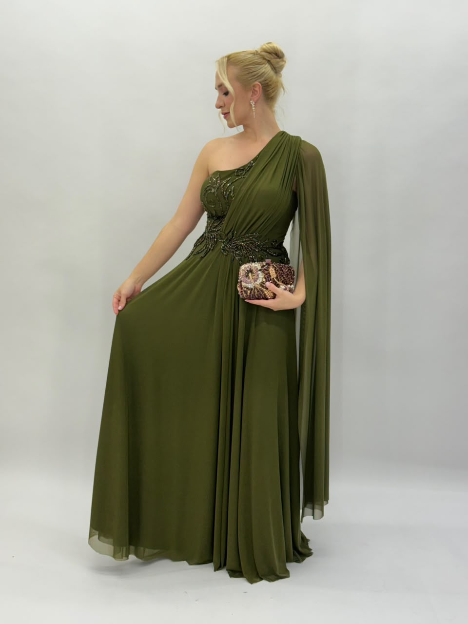 Vestido de Festa um ombro com bordado - COD 6003