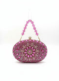 Clutch Modelo Pedrarias Oval - Rosa Pink