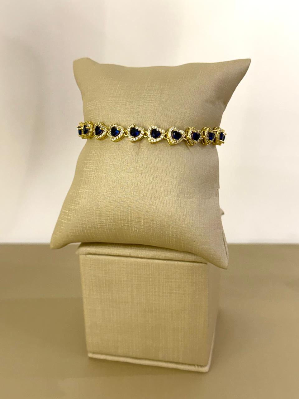 Conjunto Semijoia Coração Cravejado - Banhado a Ouro 18k