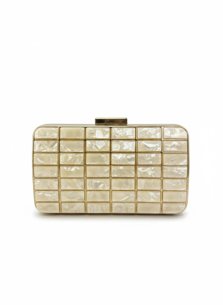 Clutch Modelo Quadriculado Madrepérola - Off White