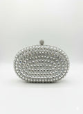 Clutch Modelo Pedrarias Oval - Prata