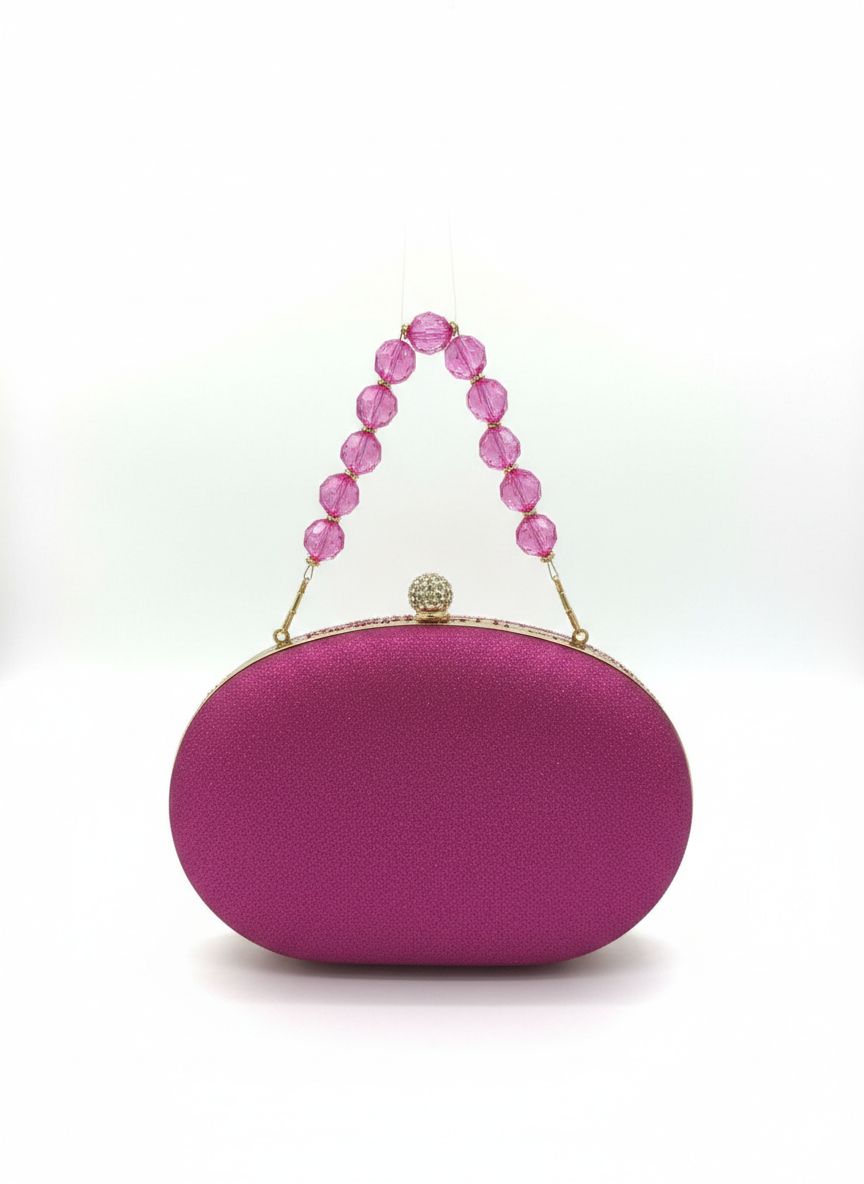 Clutch Modelo Pedrarias Oval - Rosa Pink
