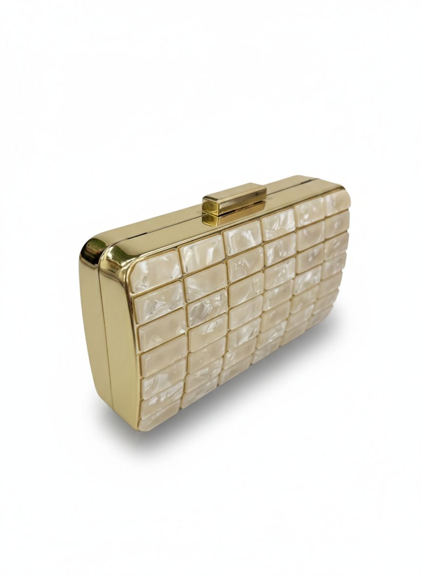 Clutch Modelo Quadriculado Madrepérola - Off White
