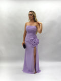 Vestido de Festa modelo corpete quadrado todo franzido em musseline - COD 1024