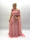 Vestido em musseline com capa e flor - COD 1022