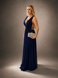 Vestido de festa em chiffon com trasparencia nas laterais - COD 2006