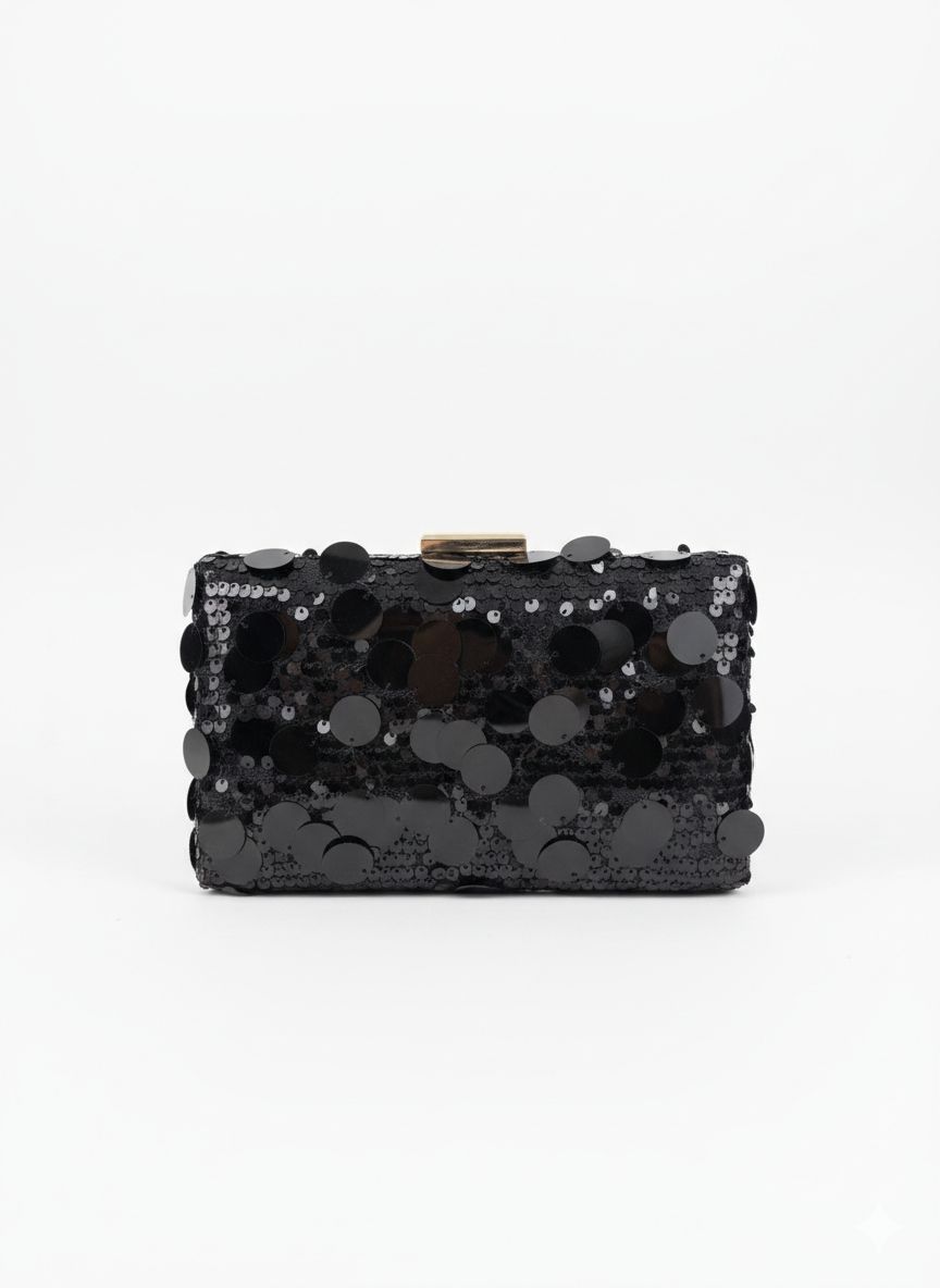 Clutch Modelo Maxi Paetê - Preta