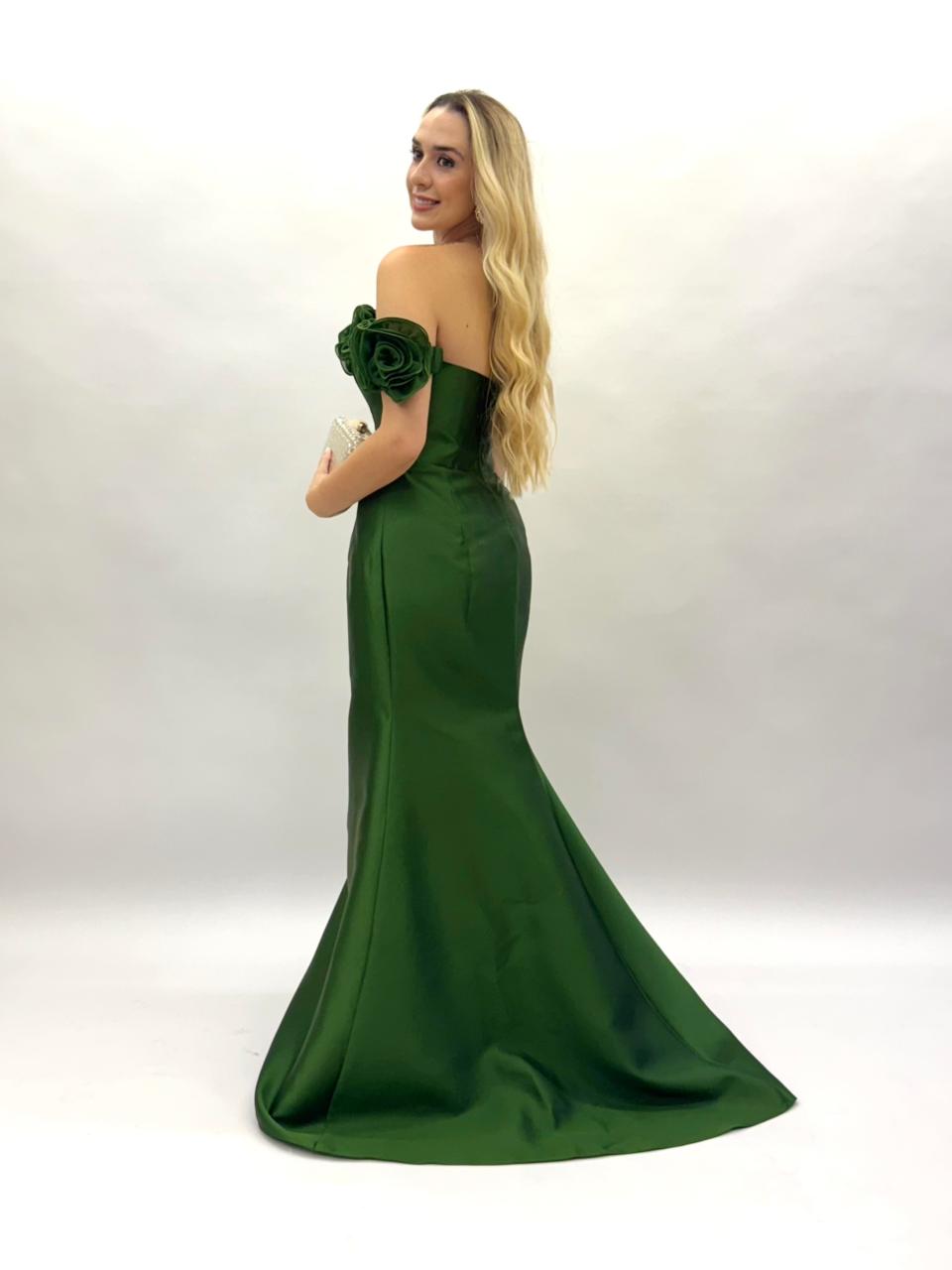 Vestidos ombro a ombro em Zibeline com flores - COD 1021