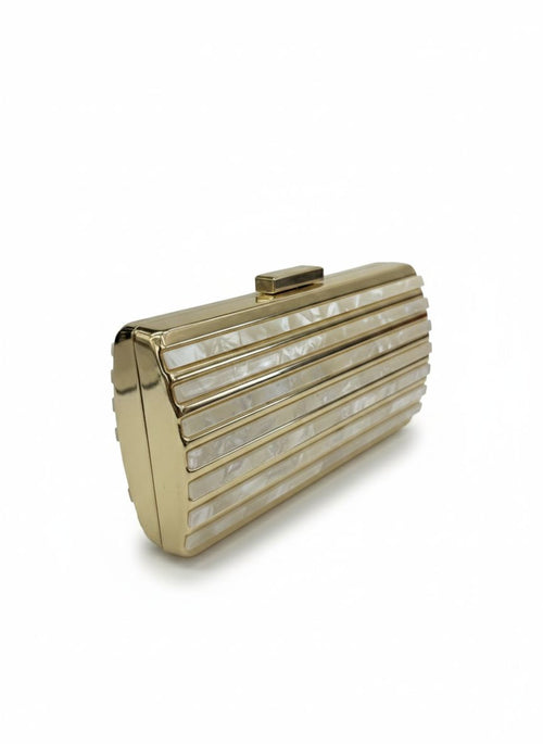 Clutch Modelo Listras Madrepérola - Off White
