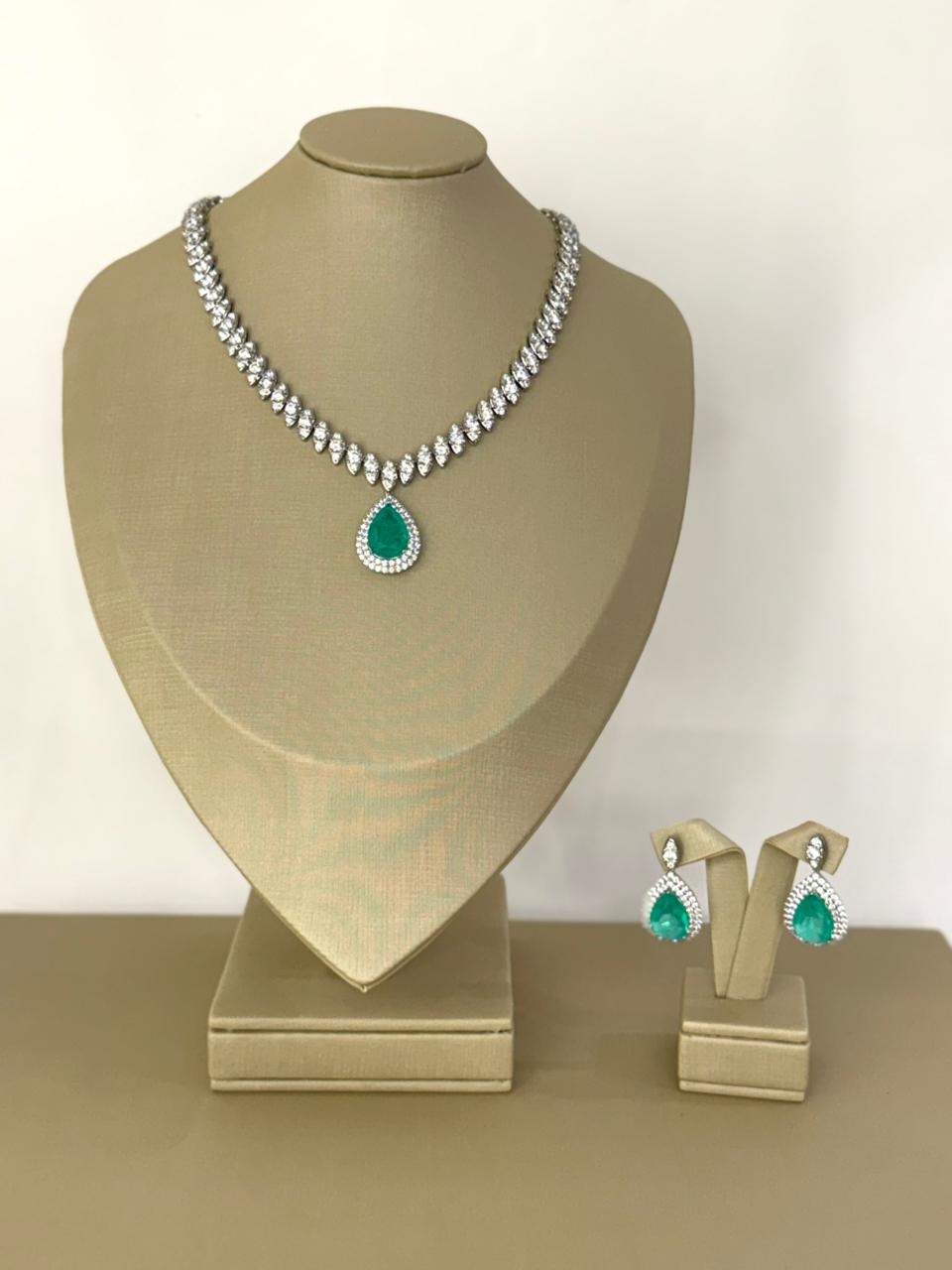 Conjunto Semijoia Gota Verde
