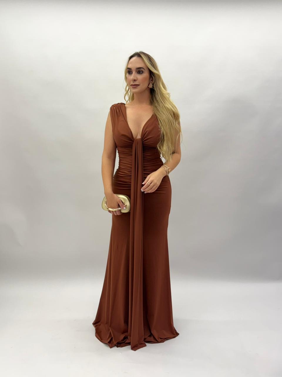 Vestido de Festa franzido em malha Fluity - COD 1006