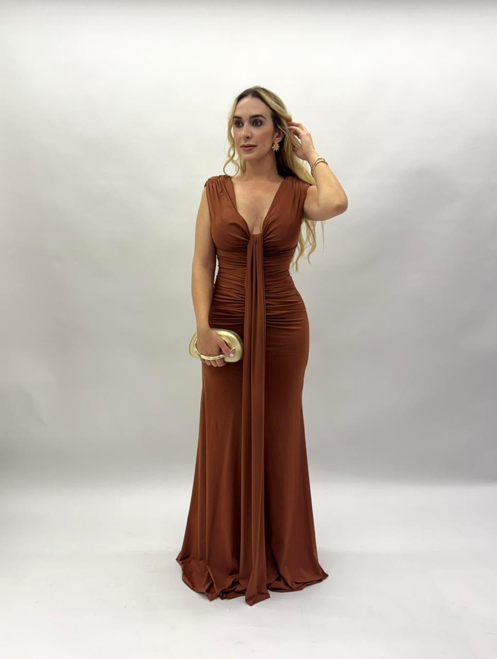 Vestido de Festa franzido em malha Fluity - COD 1006