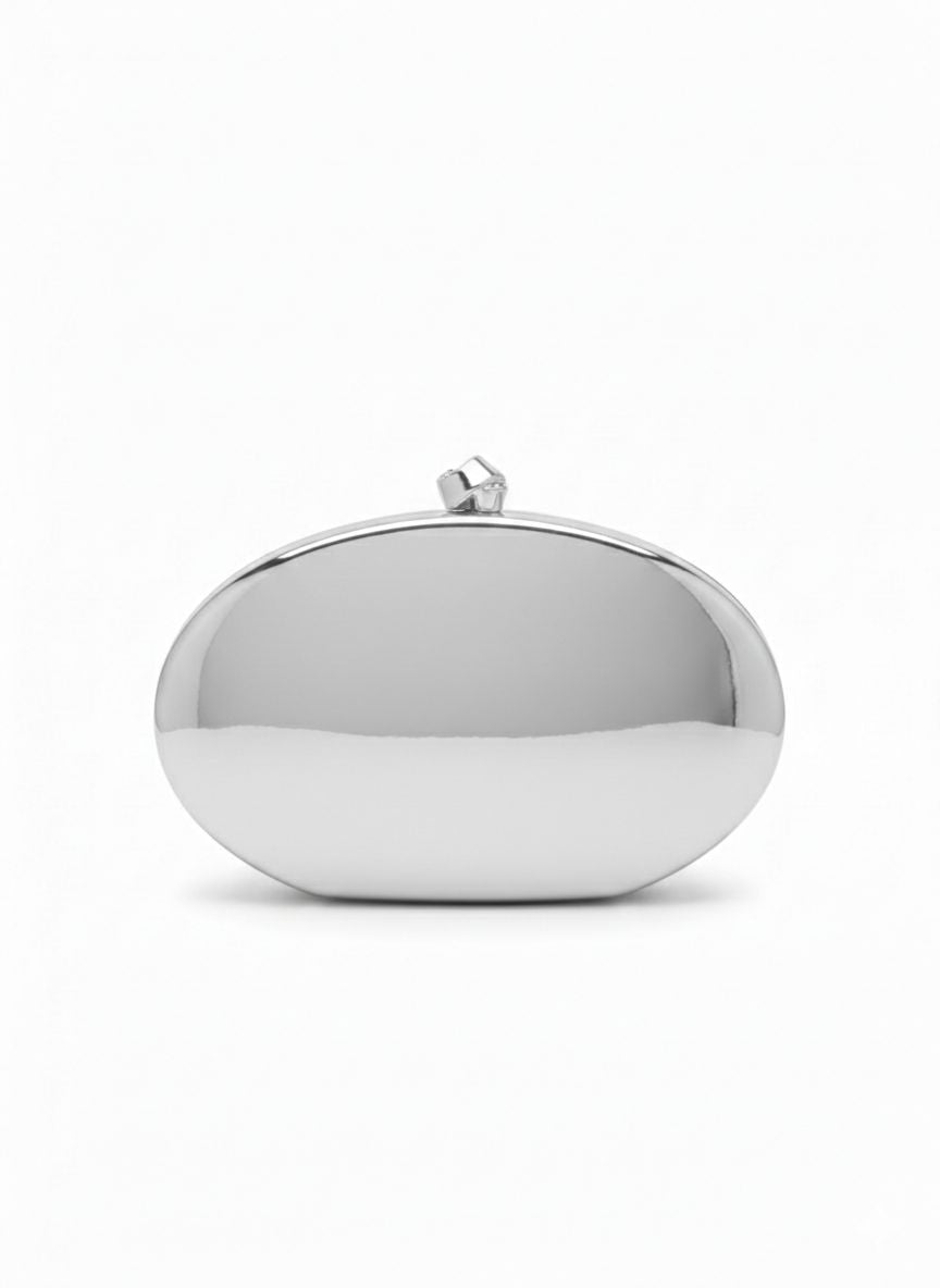 Clutch Modelo Espelho Oval - Prata
