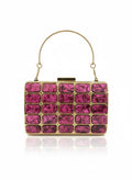 Clutch Modelo Colmeia Madrepérola - Fúcsia