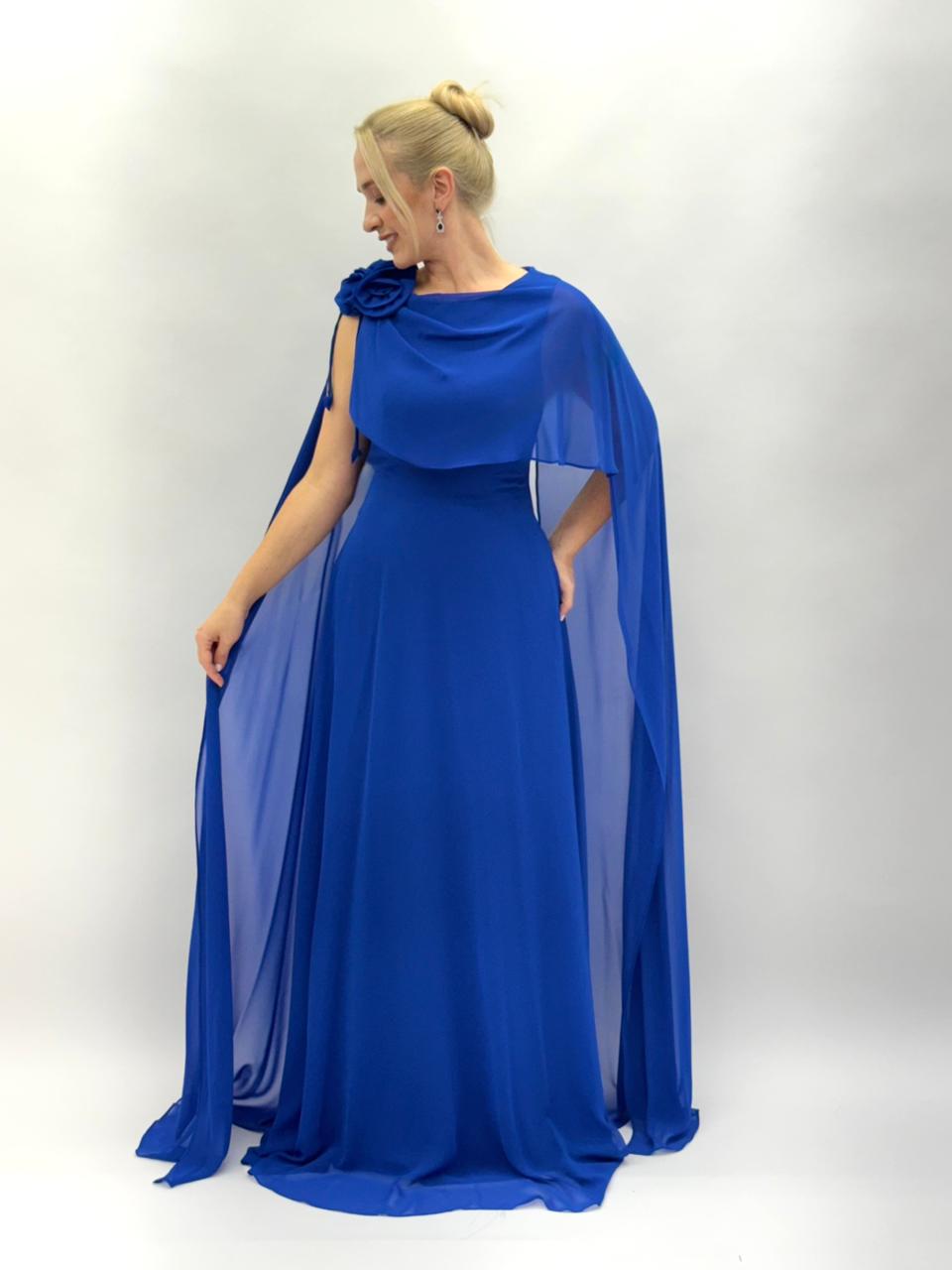 Vestido em musseline com capa e flor - COD 1022