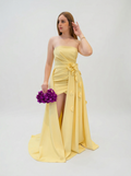 Vestido de festa dois em um com saia removível em crepe - COD 1005