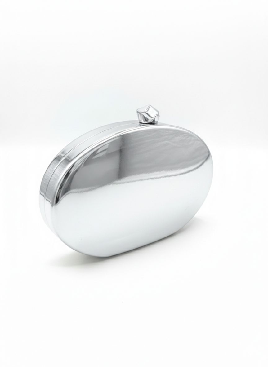 Clutch Modelo Espelho Oval - Prata