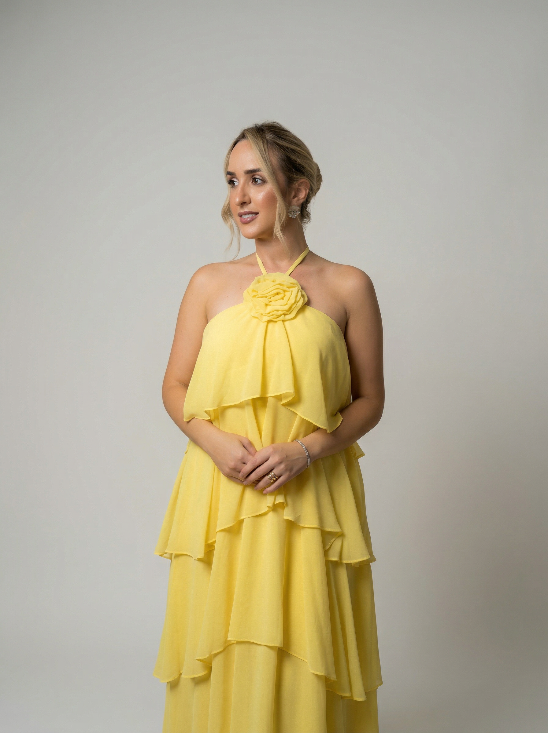 Vestido de festa babados horizontais - COD 4001