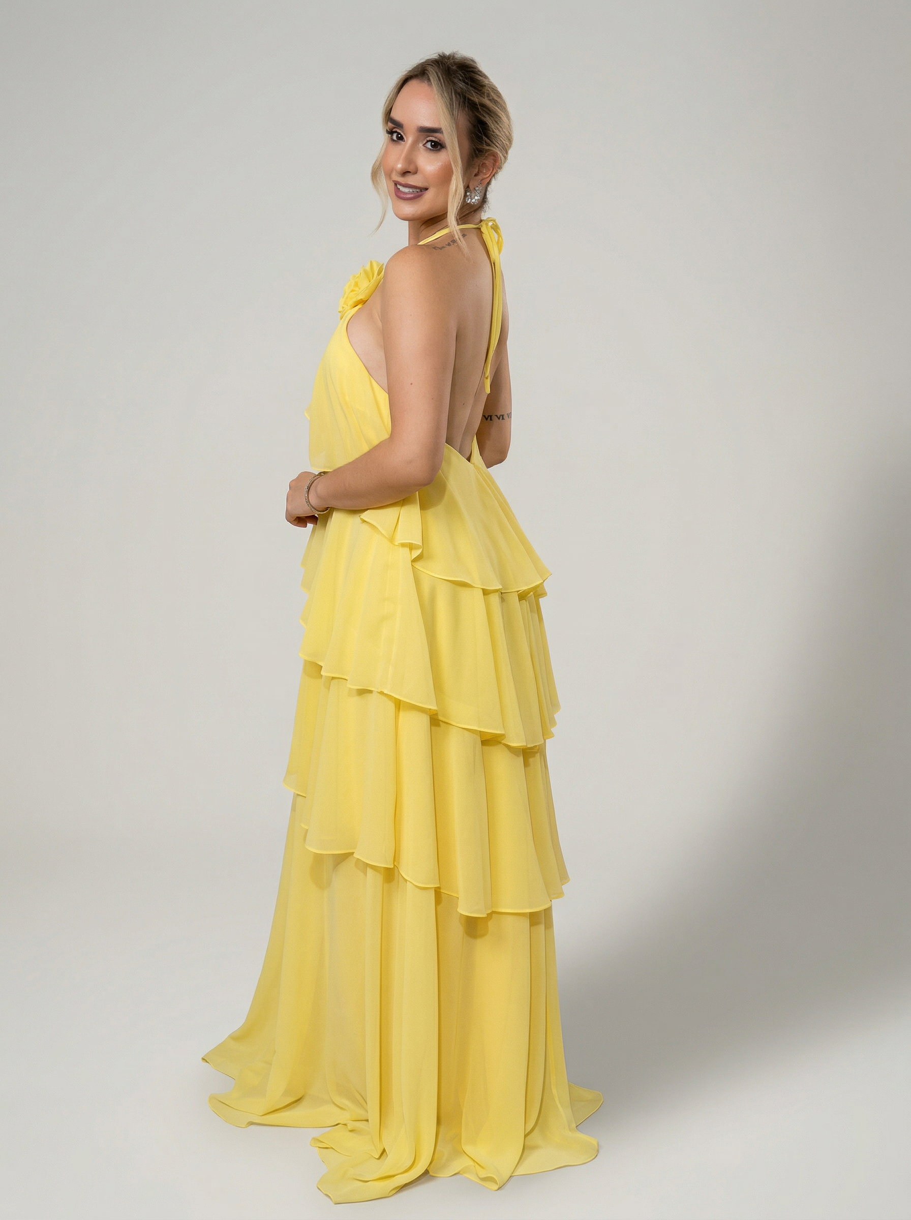 Vestido de festa babados horizontais - COD 4001