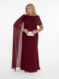 Vestido de festa em chiffon com capa lateral - COD 3001