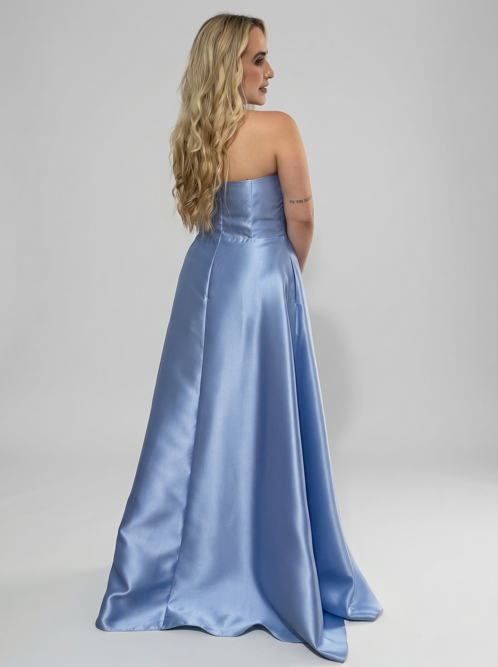 Vestido de Festa tomara que caia em zibeline busto pregas assimetricas - COD 3003