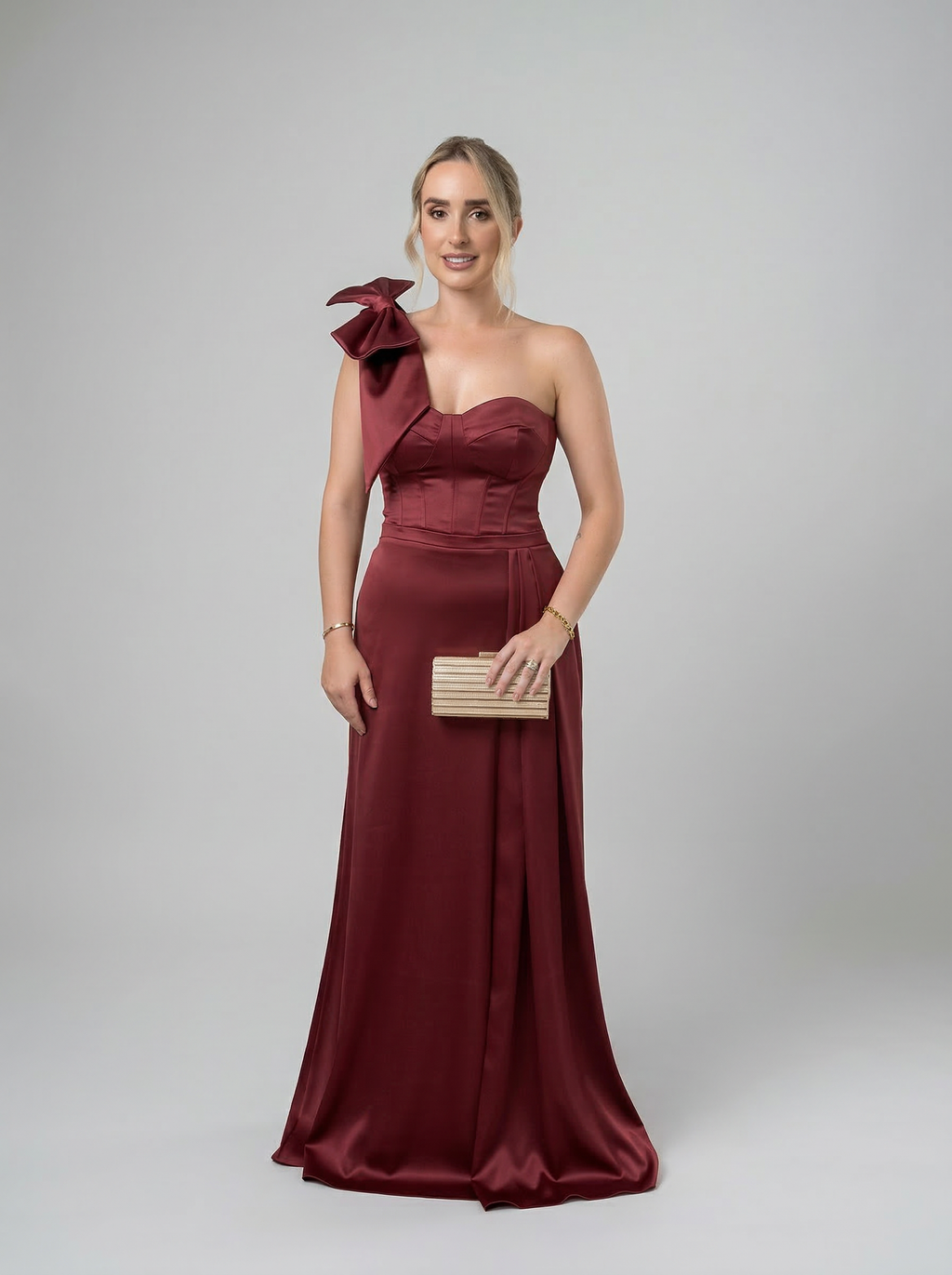 Vestido tomara que caia com laço em crepe acetinado - COD 2002