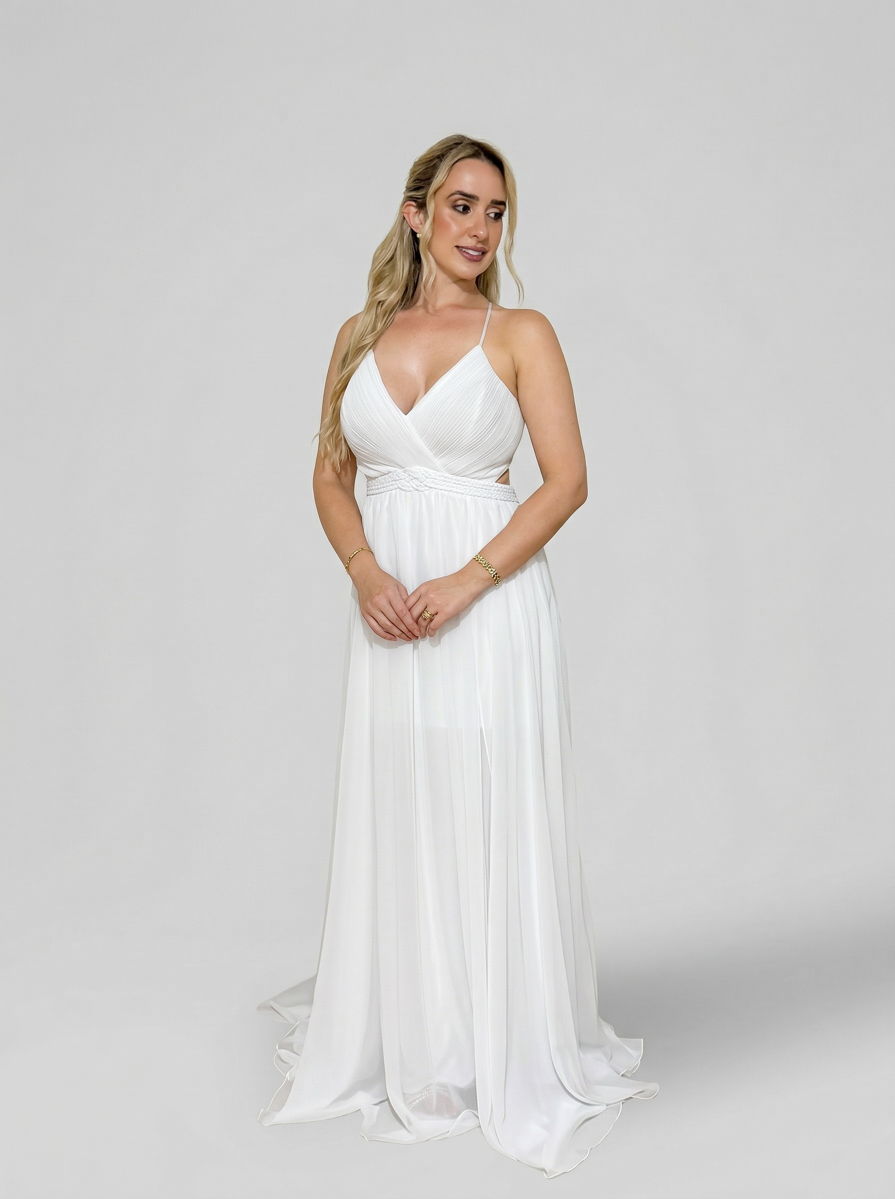 Vestido de Noiva com cinto em macrame - COD 2004
