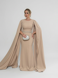 Vestido de Festa em crepe com capas longas - COD 1009