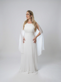 Vestido de noiva civil plissado com capa - COD 4002